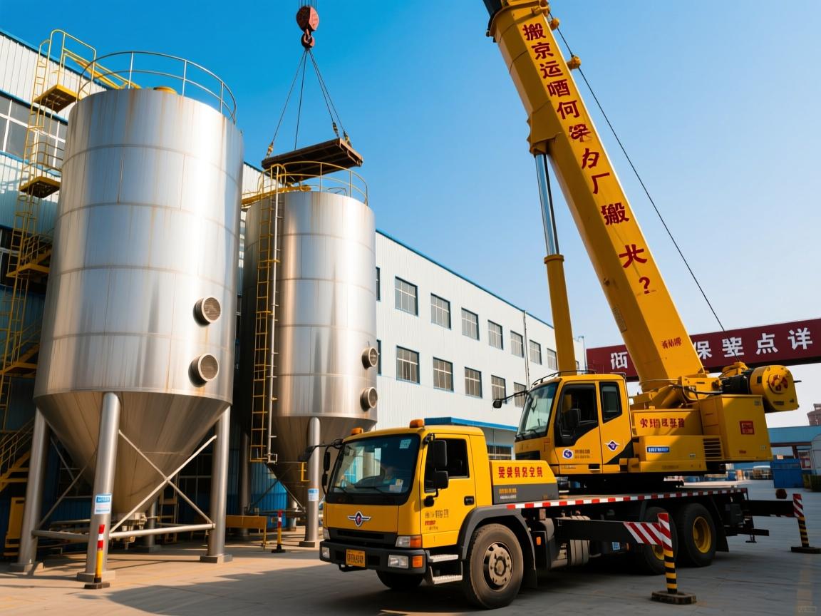 北京啤酒厂设备搬运如何保证安全?_大型发酵罐吊装要点详解